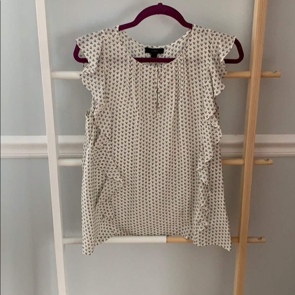 Perfect condition white and black ruffle tank top